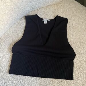 Topshop Black V-Neck Crop Top